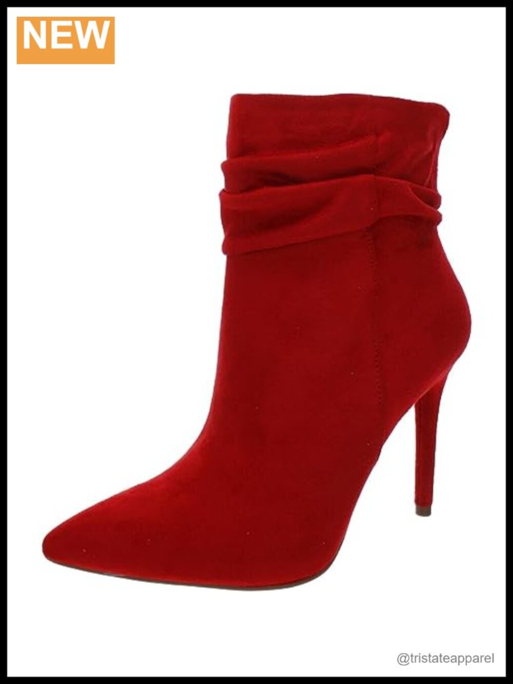 Pointed Toe Ankle Booties with Zipper - Stiletto Heel Faux Fur Boot